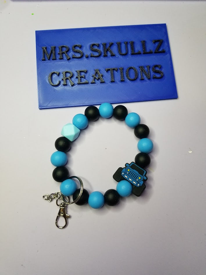 blue jeep wristlet keychain