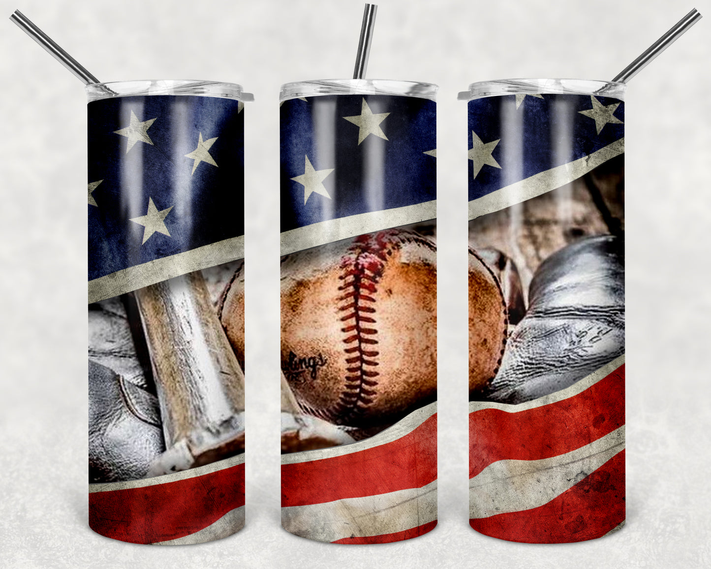 Baseball with Flag