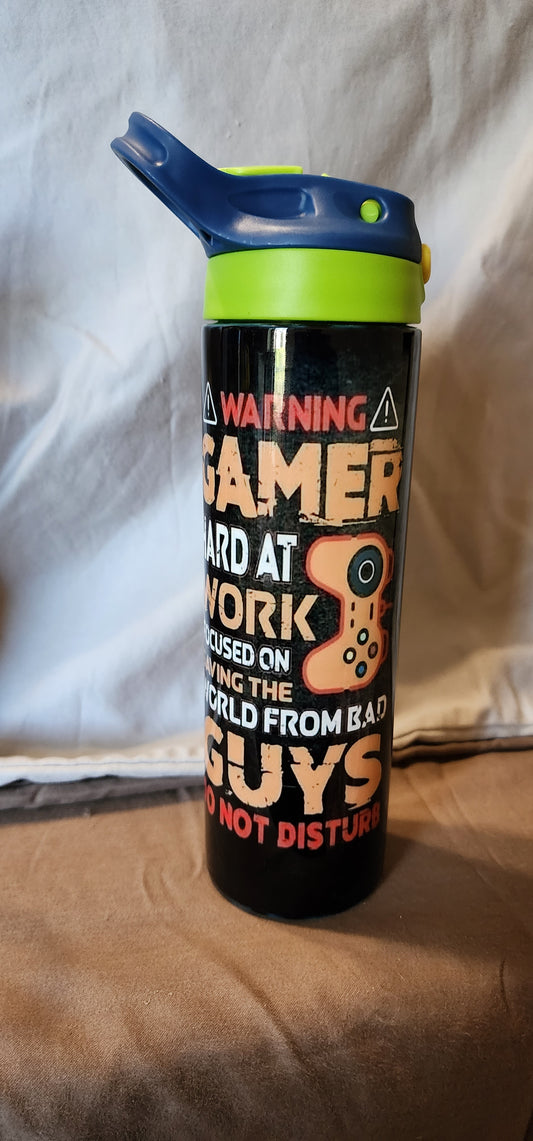 Gamer hard at work 20oz water bottle