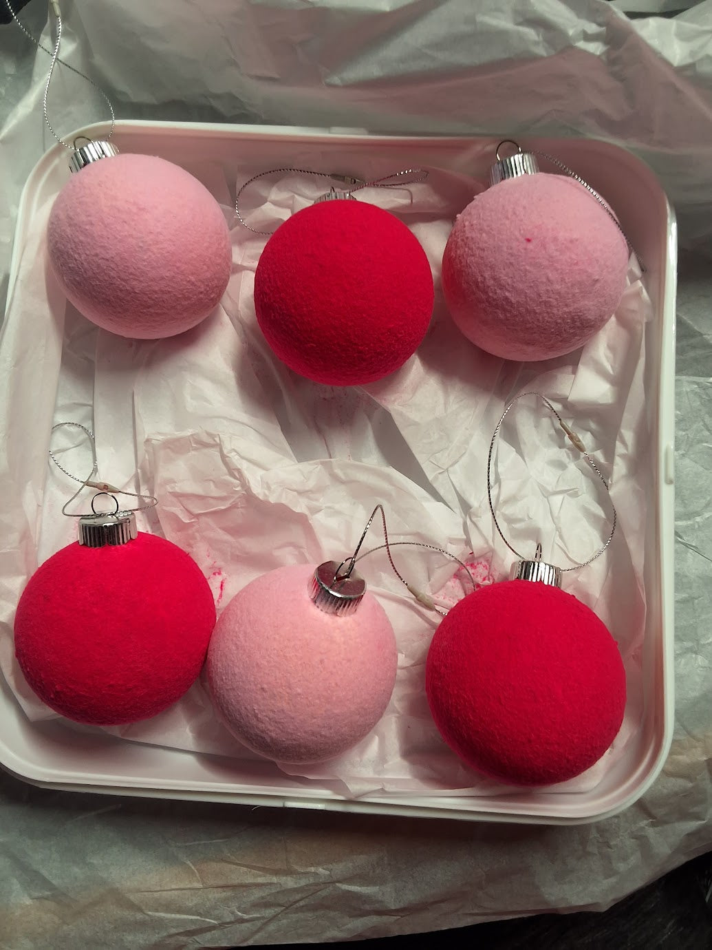 Flocked Christmas Ornaments (Pink)