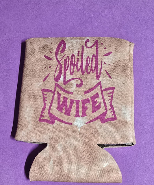 Spoiled Wife - can koozie (pink)