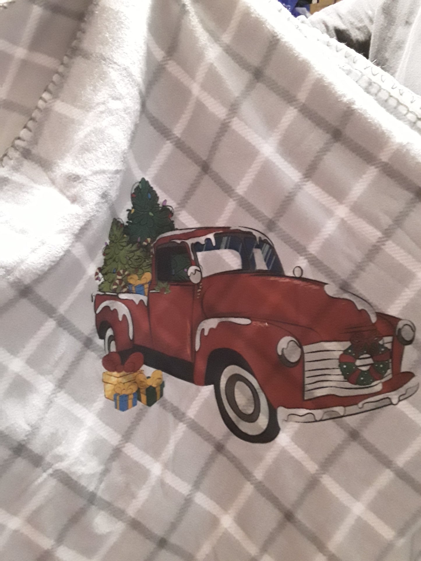 blanket - Red truck with tree