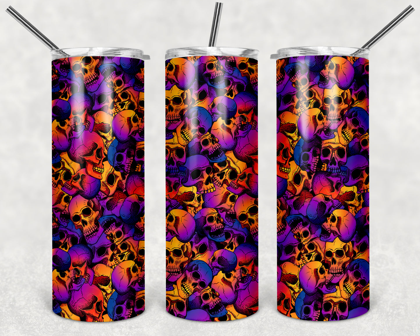 Skulls fully covered in multi color